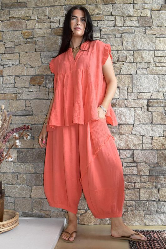 Tasha Cushion Cotton Driftwood Bloom Pant Watermelon